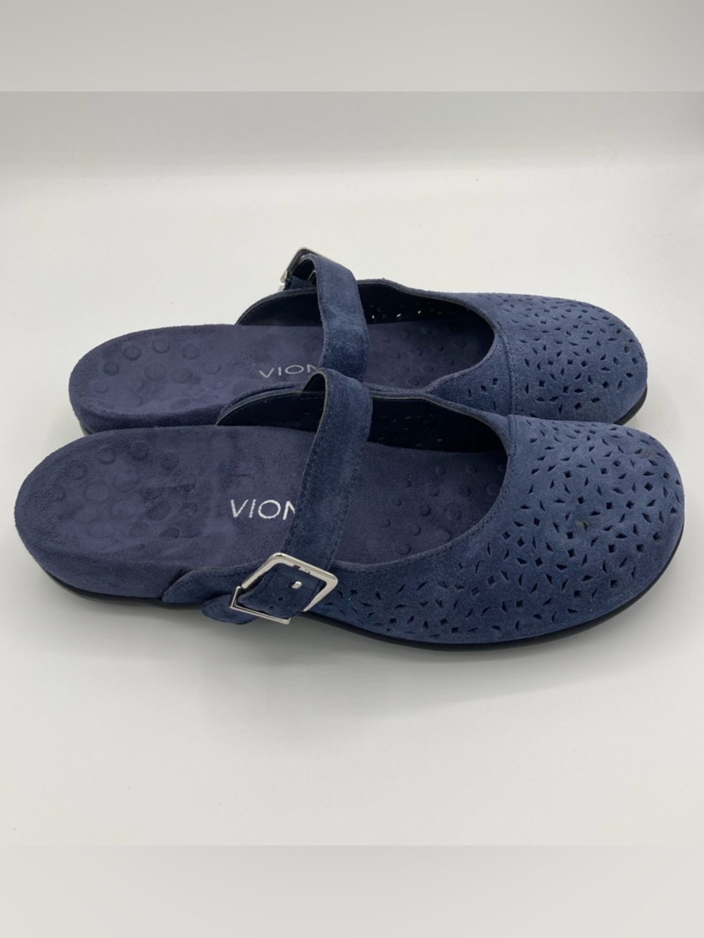 Vionic Lidia Suede Mules Size 9 Navy Blue Mary Jane Slip-On Mule Women’s Shoes